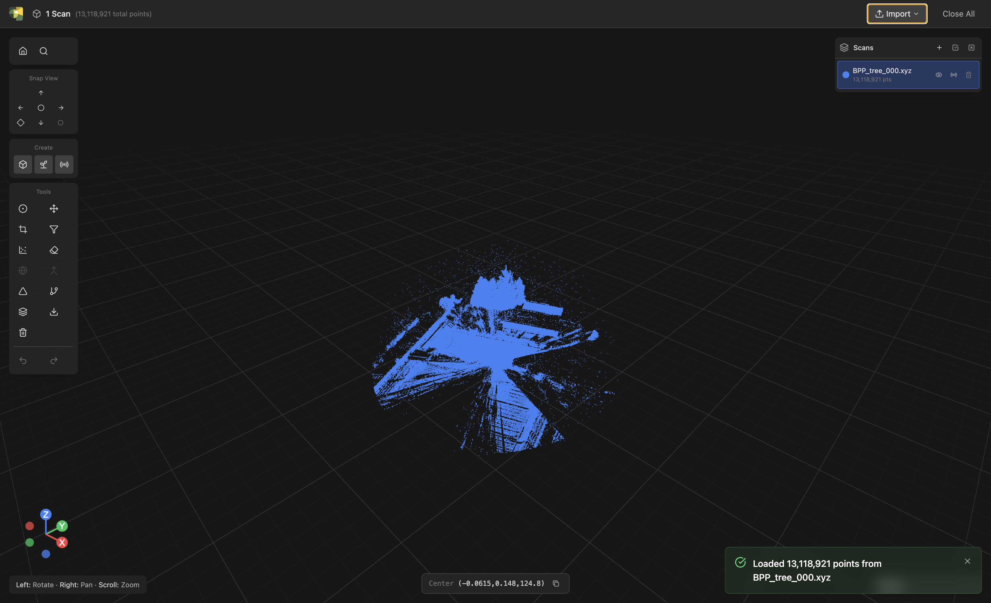 First scan in the viewer