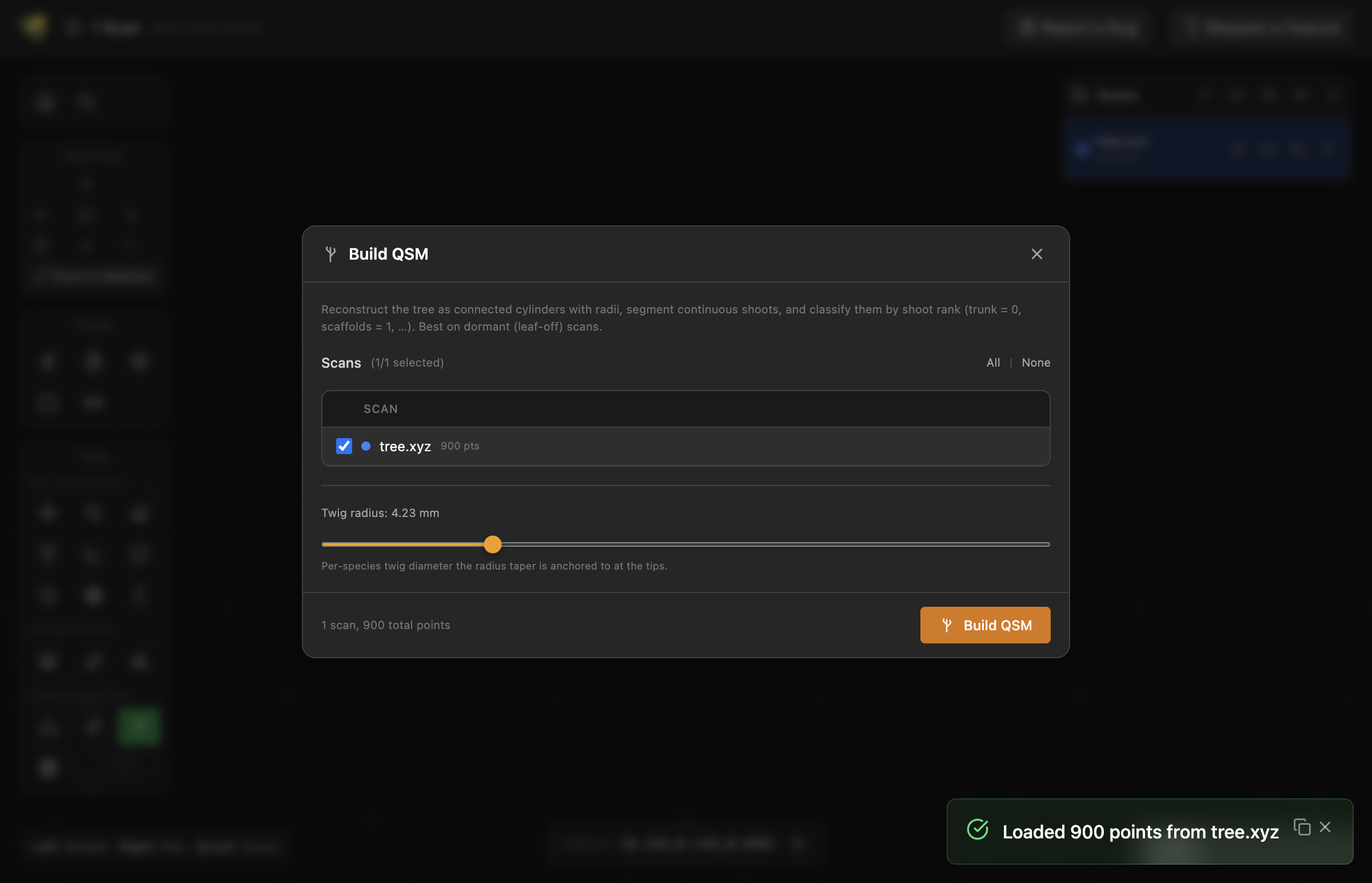 The Build QSM dialog